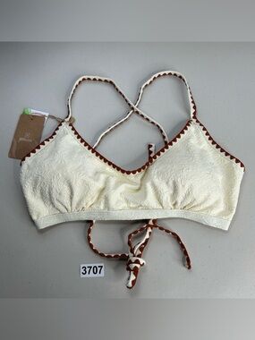 Berlook Bikini Top Off White Contrast Stitch XL  New